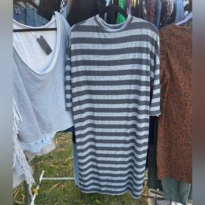 Free People mock neck stripped slit shirt